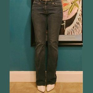 Dark Wash Low Rise Boot Cut Long Jeans